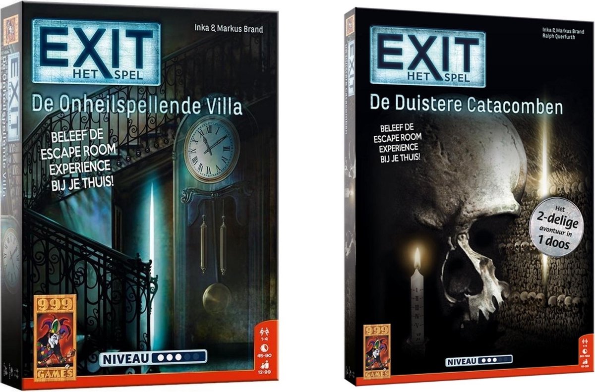 999Games Spellenbundel - 2 Stuks - Bordspel - Exit - De Onheilspellende Villa & De Duistere Catacomben