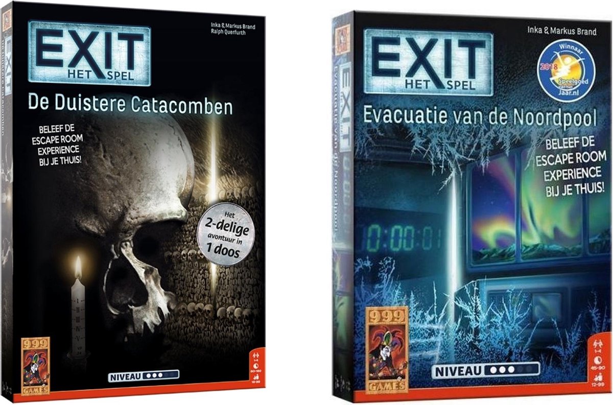 999Games Spellenbundel - 2 Stuks - Bordspel - Exit - De Duistere Catacomben & Evacuatie Van De Noordpool