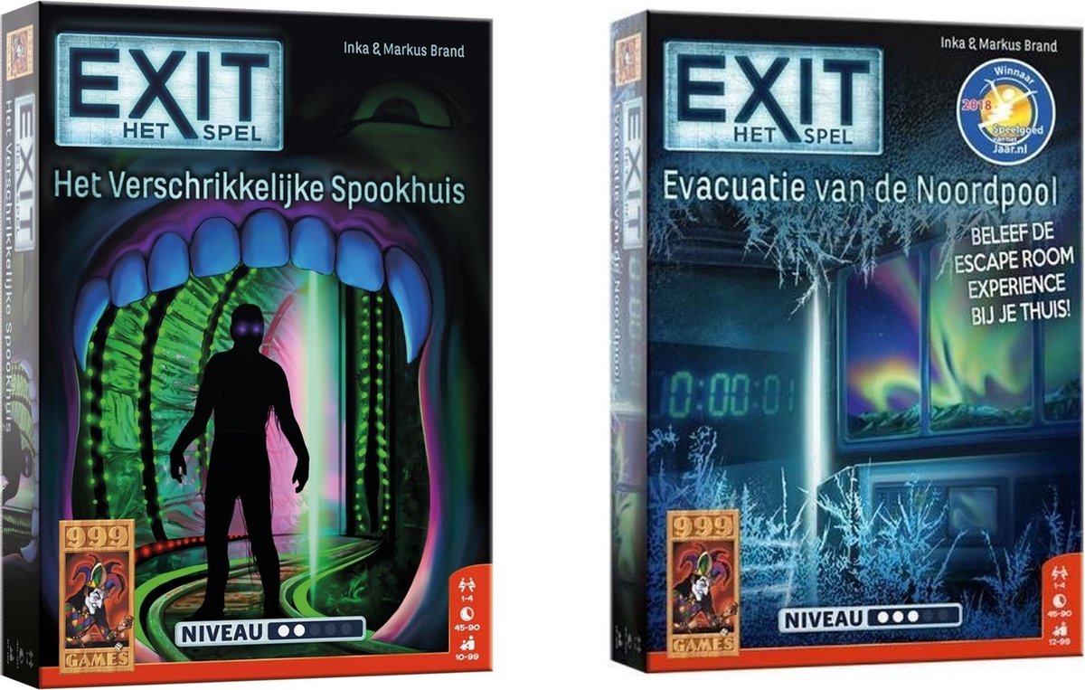 999Games Spellenbundel - 2 Stuks - Bordspel - Exit - Het Verschrikkelijke Spookhuis & Evacuatie Van De Noordpool