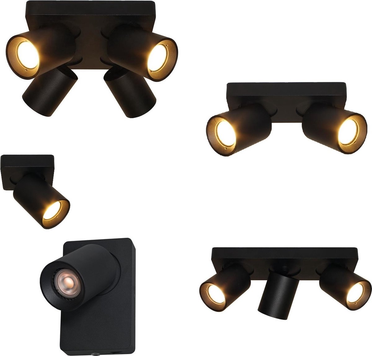 Lamponline Spot Megano 1 Lichts - Zwart