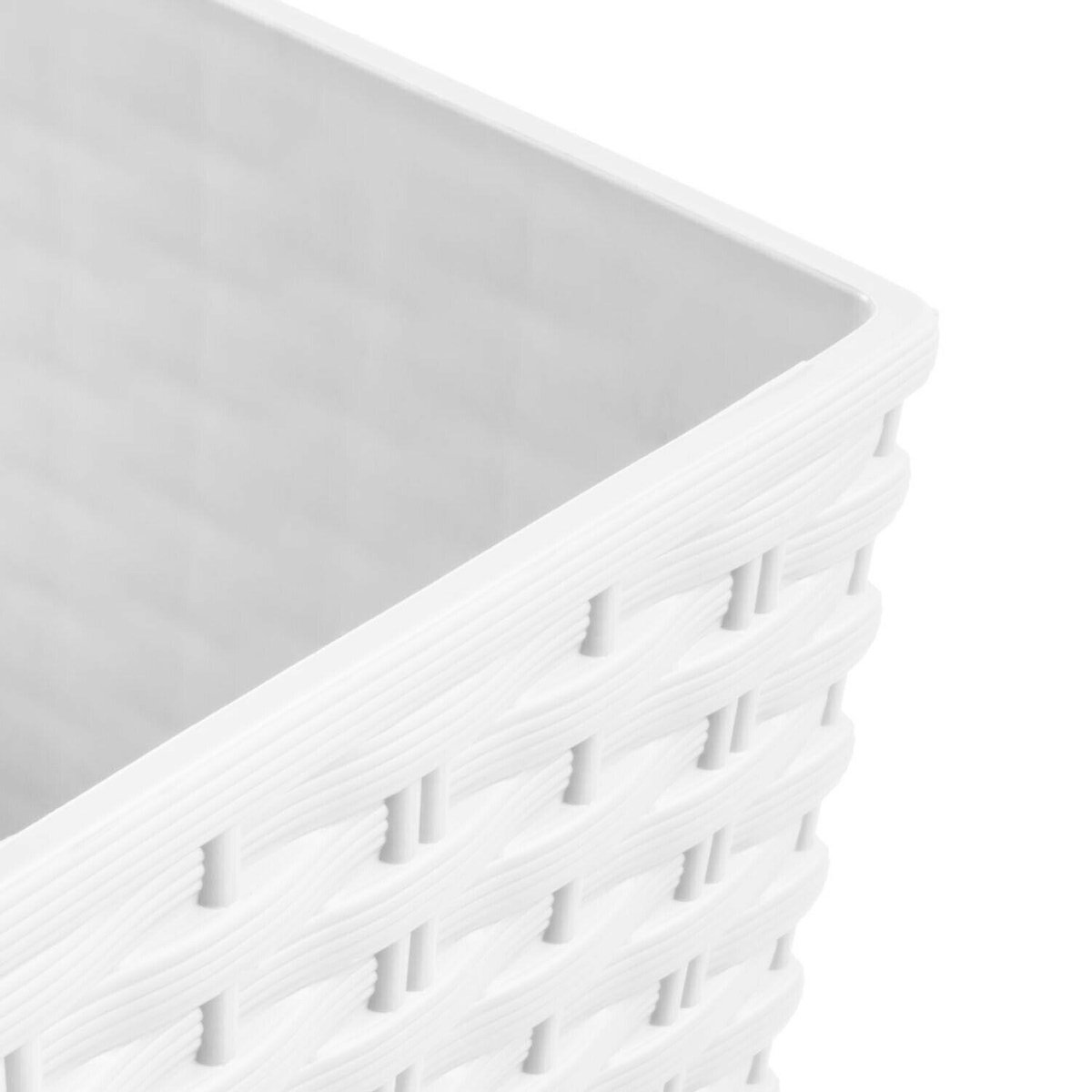 Kunststof Rato Rotan Bloempot/plantenpot Met Binnenpot 22 Cm - Plantenbakken - Wit