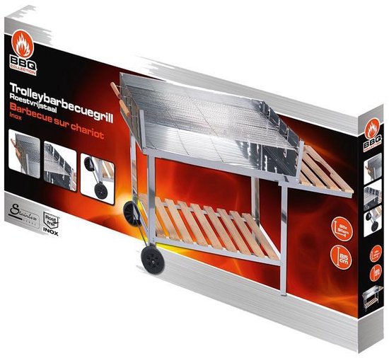 GS Quality Products Houtskoolbarbecue 100x85 Cm - Rvs Barbecue Op Trolleywagen - Buitenkeuken