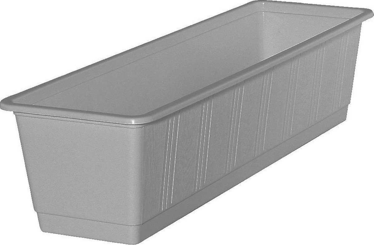 Kunststof Plantenbak Rechthoekig 60 Cm Met 2 Verstelbare Railing Beugels - Plantenbakken - Grijs