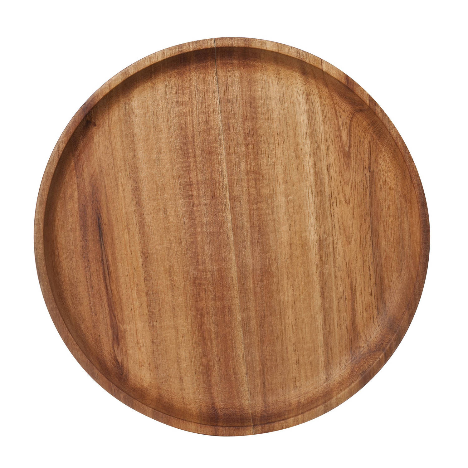 Kaarsenbord/kaarsenplateau Hout Rond D22 Cm - Dienblad Met Opstaande Rand Van 2 Cm. - Bruin