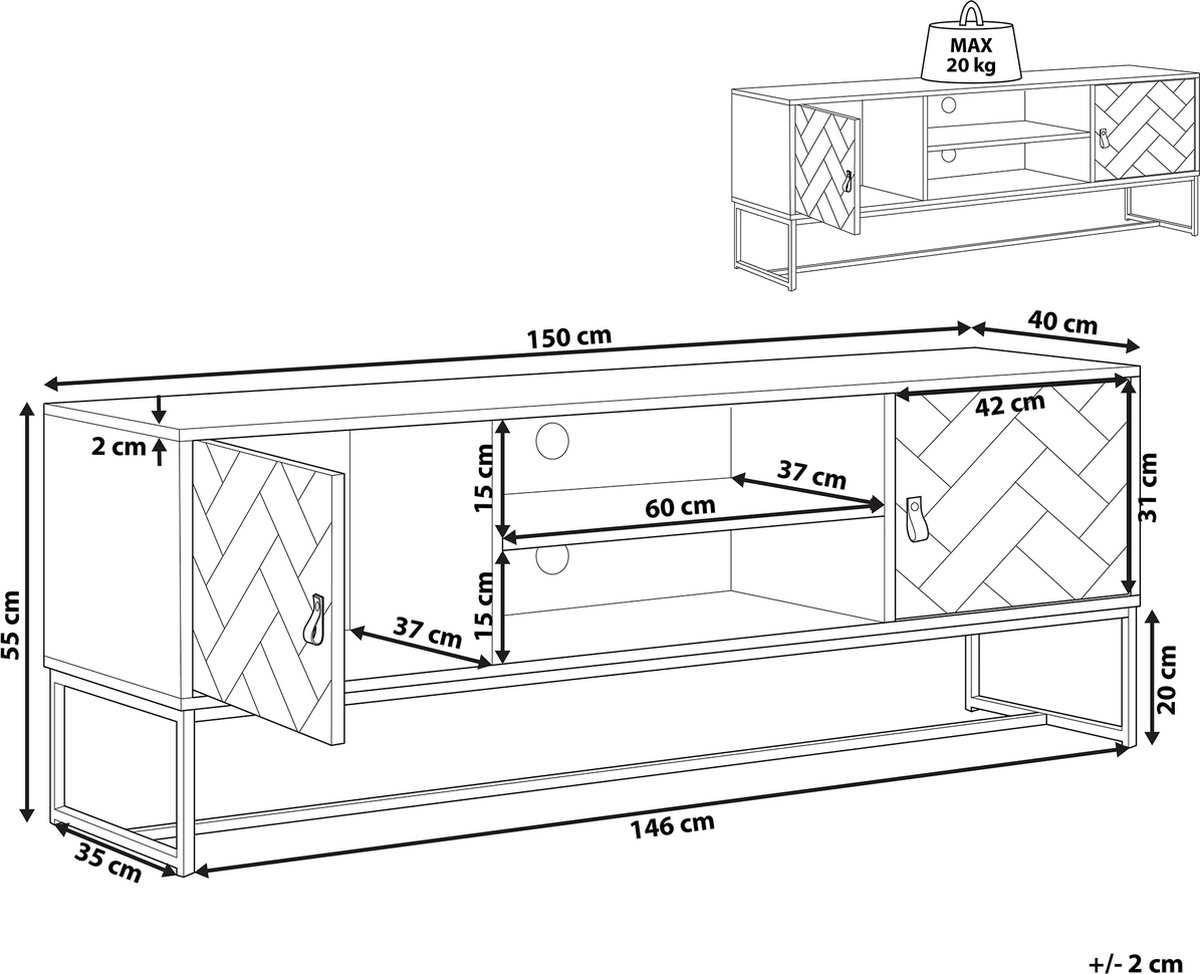 Beliani Nueva - Tv-meubel-donkere Houtkleur-mdf - Bruin