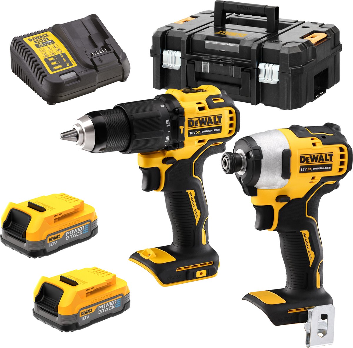 DeWalt DCK2062E2T | Accu Combiset | Set | DCD709 + DCF809 | 2 x 18V XR Powerstack + lader | in TSTAK DeWalt DCK2062E2T | Accu Combiset | Set | DCD709 + DCF809 | 2 x 18V XR Powerstack + lader | in TSTAK