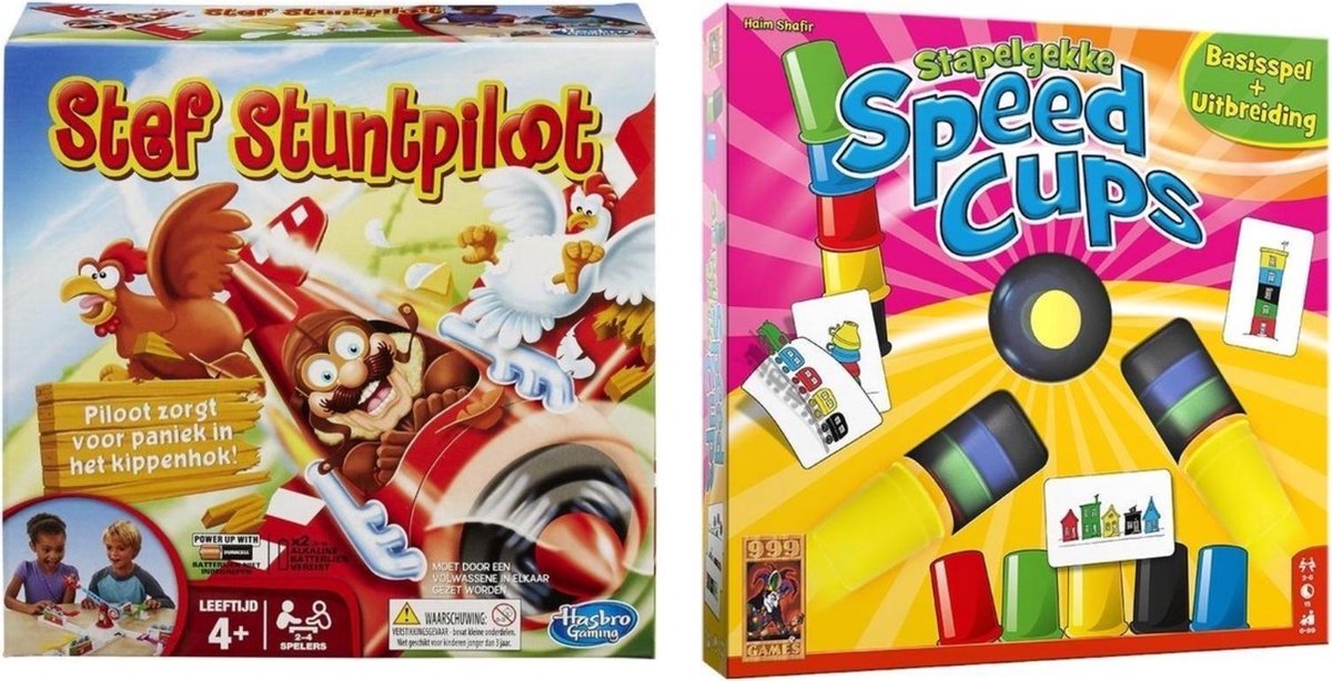 Spellenset - Bordspel - Stef Stuntpiloot & Stapelgekke Speedcups