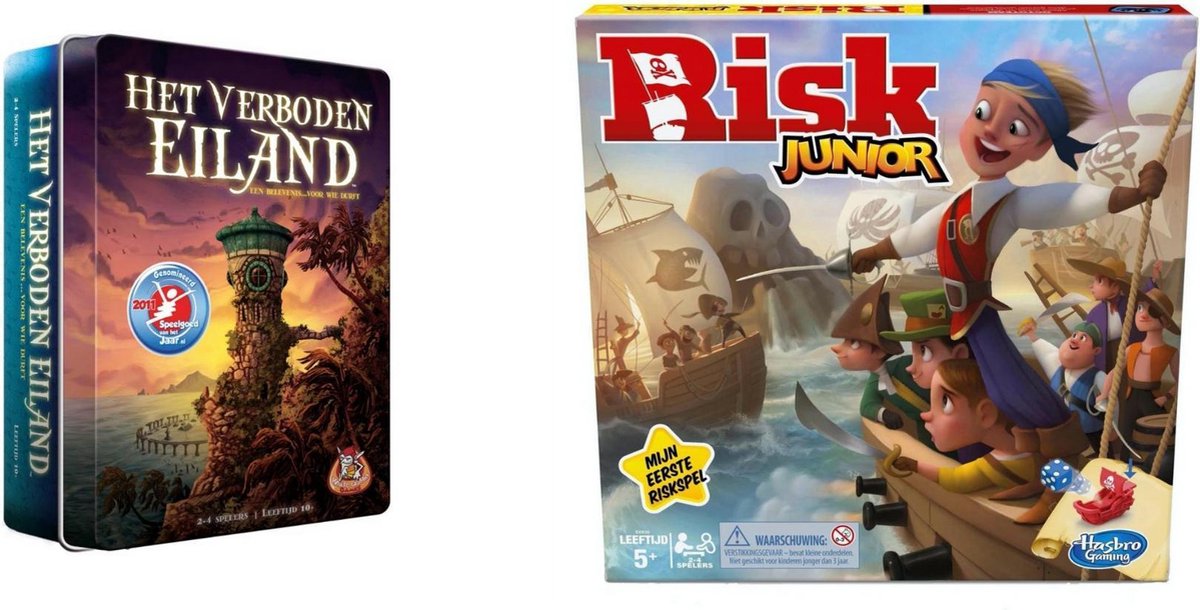 Hasbro Spellenset - Bordspel - 2 Stuks - Het Verborgen Eiland & Risk Junior