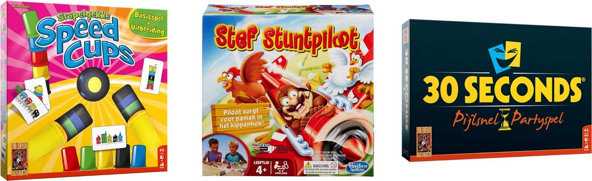 Spellenbundel - Bordspellen - Partypakket - Stapelgekke Speedcups & 30 Seconds & Stef Stuntpiloot