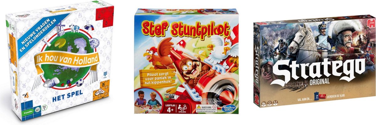 Hasbro Spellenbundel - Bordspellen - 3 Stuks - Ik Hou Van Holland & Stratego & Stef Stuntpiloot