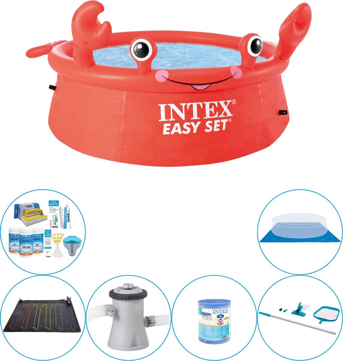 Intex Easy Set Krab Editie Rond 183x51 Cm - Zwembad Pakket - Rood