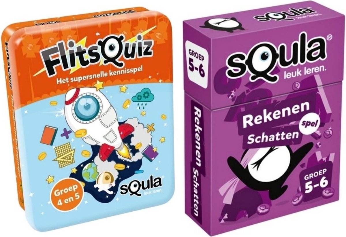 Spellenbundel - Squla - 2 Stuks - Flitsquiz Groep 4 5 - Rekenen (Groep 5&6)