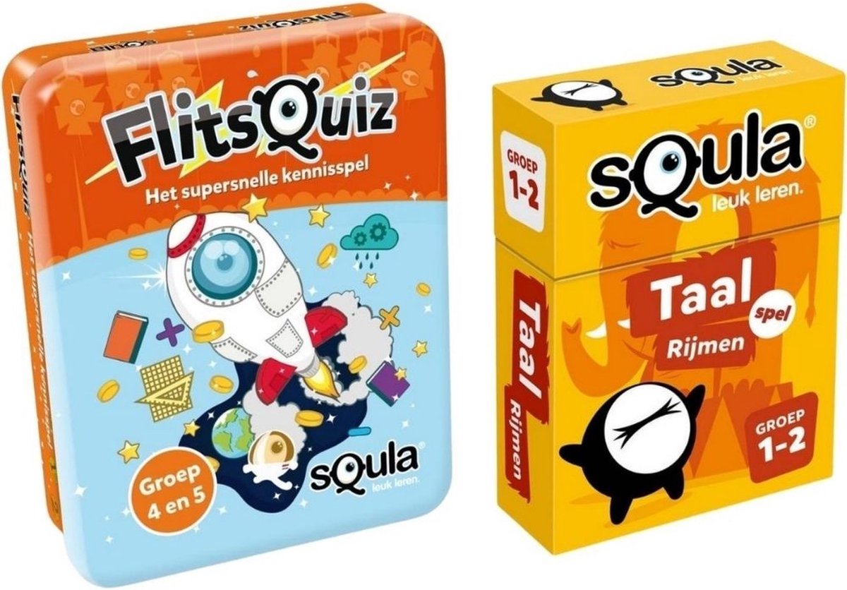 Spellenbundel - Squla - 2 Stuks - Flitsquiz Groep 4 5 - Taal (Groep 1&2)