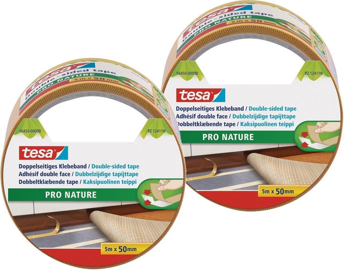 3x Tesa Dubbelzijdig Tapijt Tape Op Rol 5 Meter - Tape (Klussen) - Beige