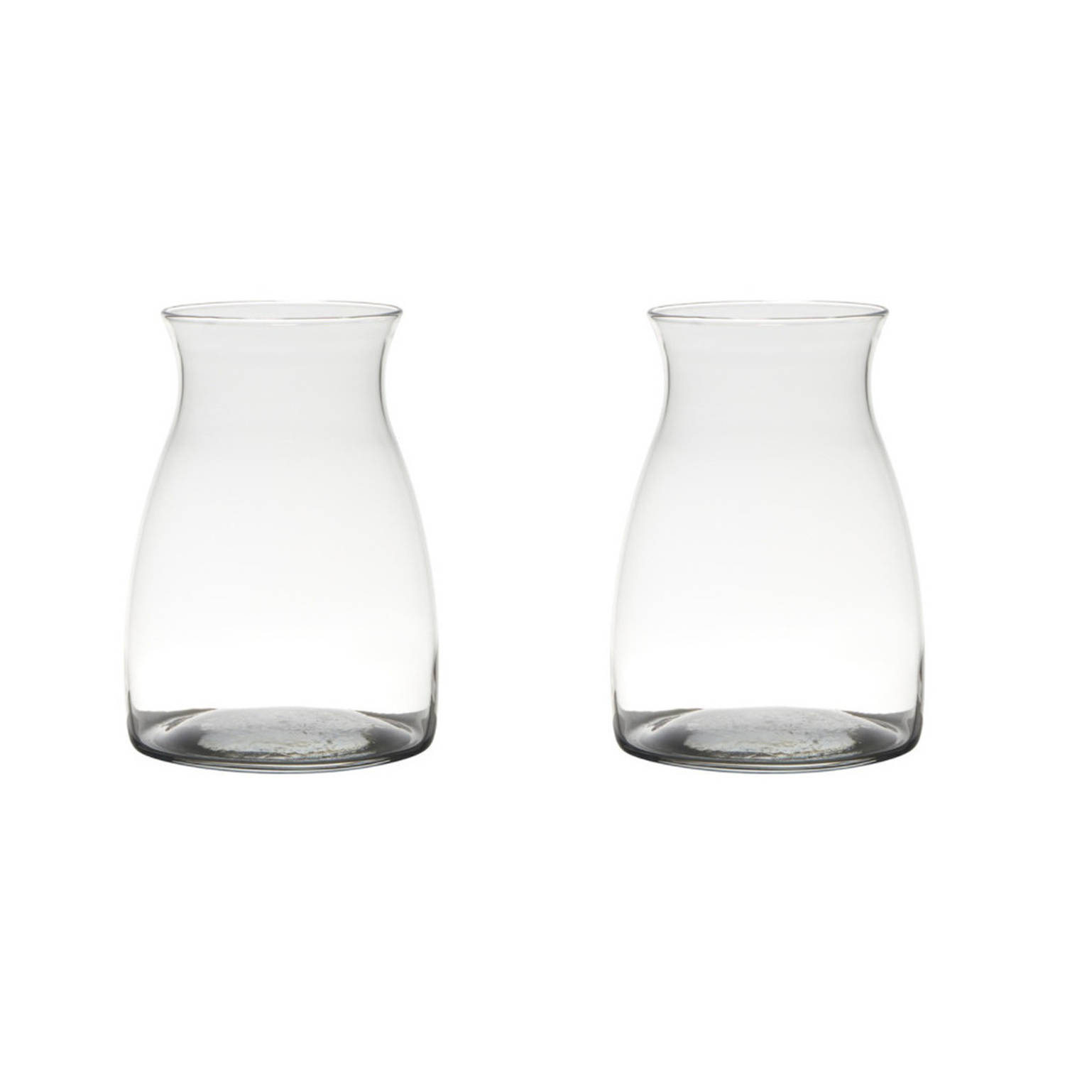 Bellatio Decorations Set Van 2x Stuks Transparante Home-basics Vaas/vazen Van Glas 20 X 14 Cm - Vazen