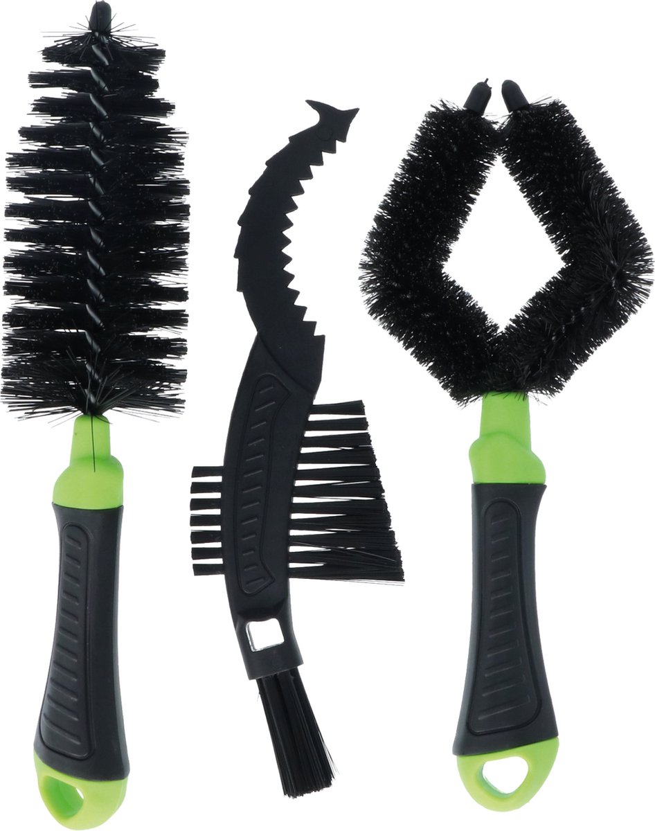 Borstelset Fietsreiniging/zwart 3-delig - Groen