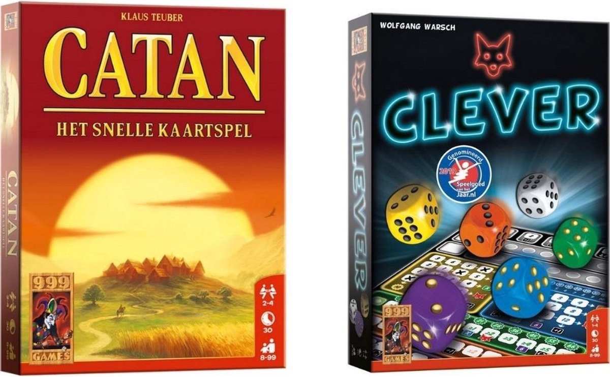 999Games Spellenbundel - Kaartspel - 2 Stuks - Catan: Het Snelle Kaartspel & Clever