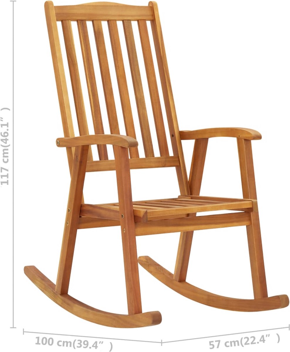 Vidaxl Schommelstoel Met Kussens Massief Acaciahout - Bruin