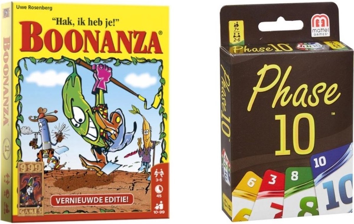 999Games Spellenbundel - Kaartspellen - 2 Stuks - Boonanza & Phase 10