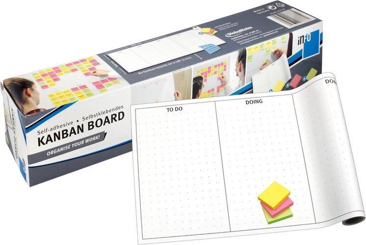 Info Notes Planner Kanban 30 X 50,8 Cm Papier 8 Vel - Wit