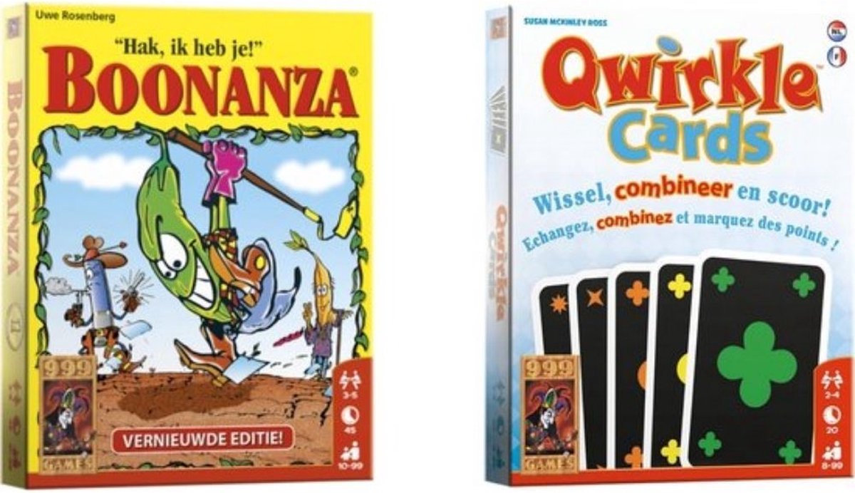 999Games Spellenbundel - Kaartspellen - 2 Stuks - Boonanza & Qwirkle Kaartspel