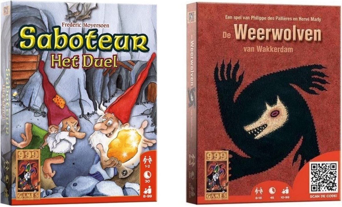 999Games Spellenbundel - Kaartspel - 2 Stuks - Saboteur: Het Duel & De Weerwolven Van Wakkerdam