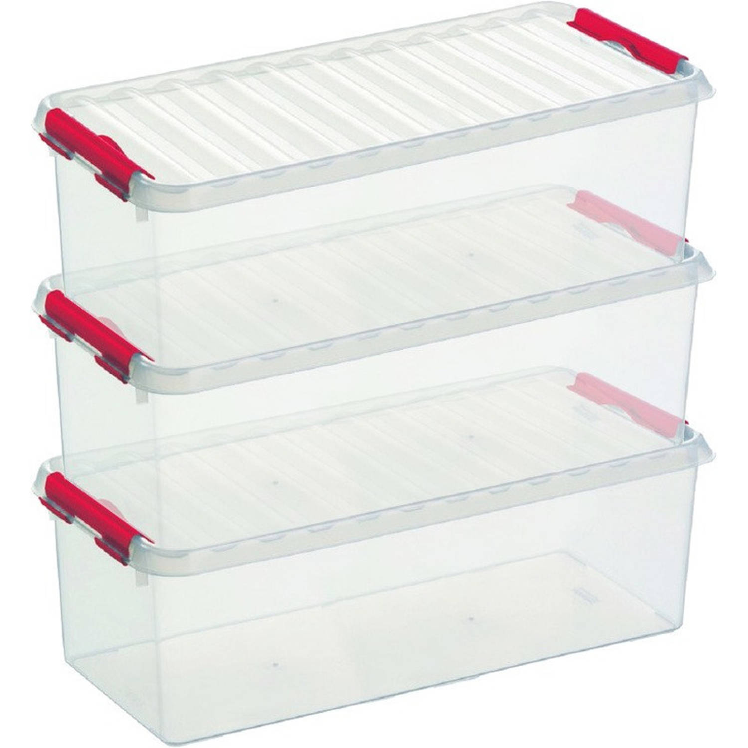 3x Kunststof Stapelbare Opbergbak 9,5 Liter 48,5 X 19 X 14,7 Cm - Opbergbox - Rood