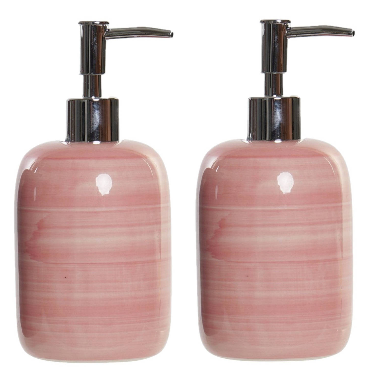 2x Stuks Zeeppompjes/zeepdispensers Polystone 300 Ml - Zeeppompjes - Roze