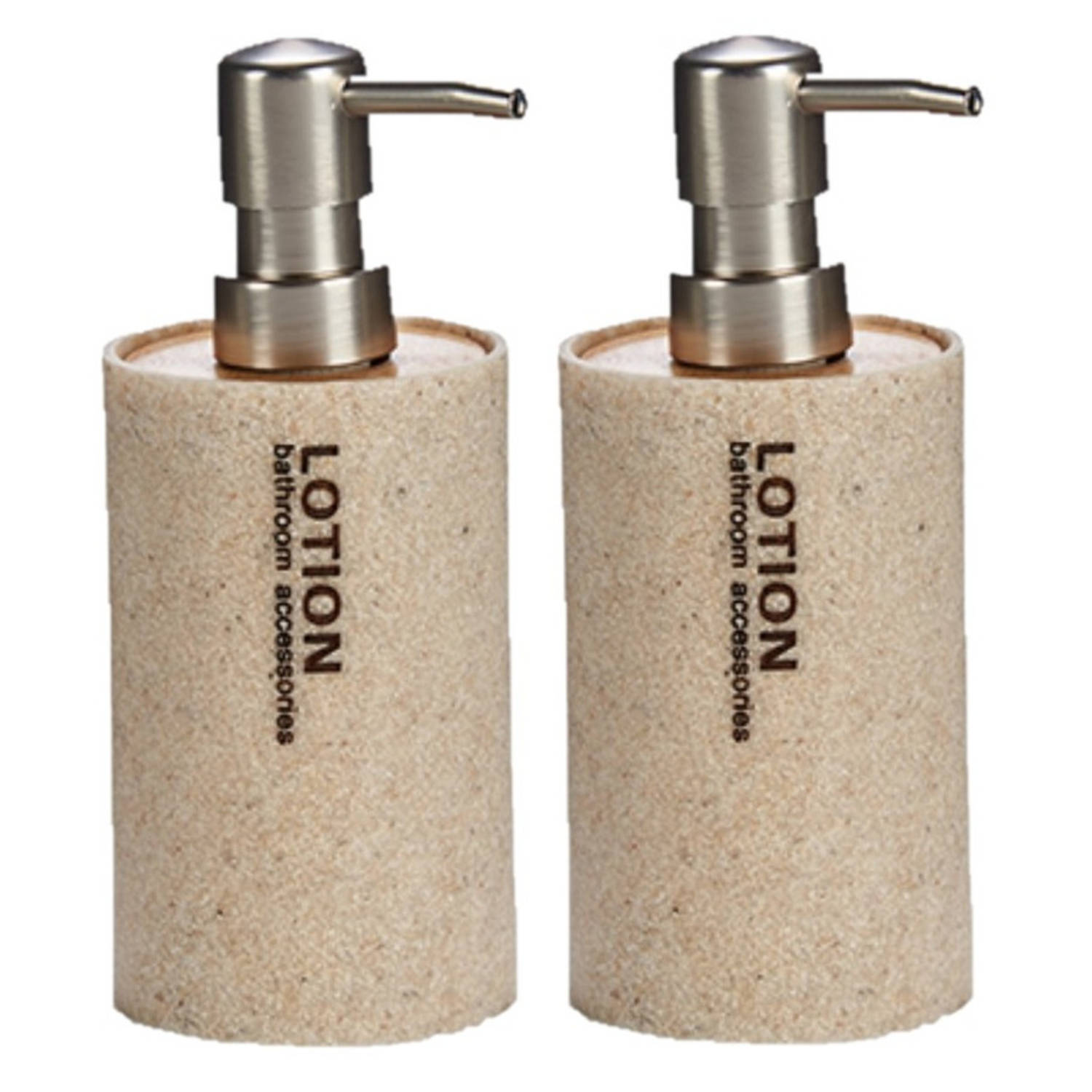 2x Stuks Zeeppompjes/zeepdispensers Kunststof 350 Ml - Zeeppompjes - Beige