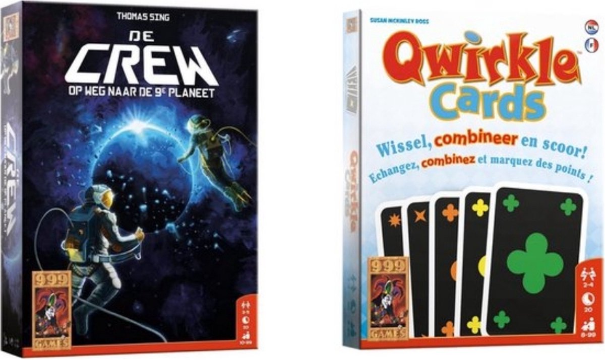 999Games Spellenbundel - Kaartspellen - 2 Stuks - De Crew & Qwirkle