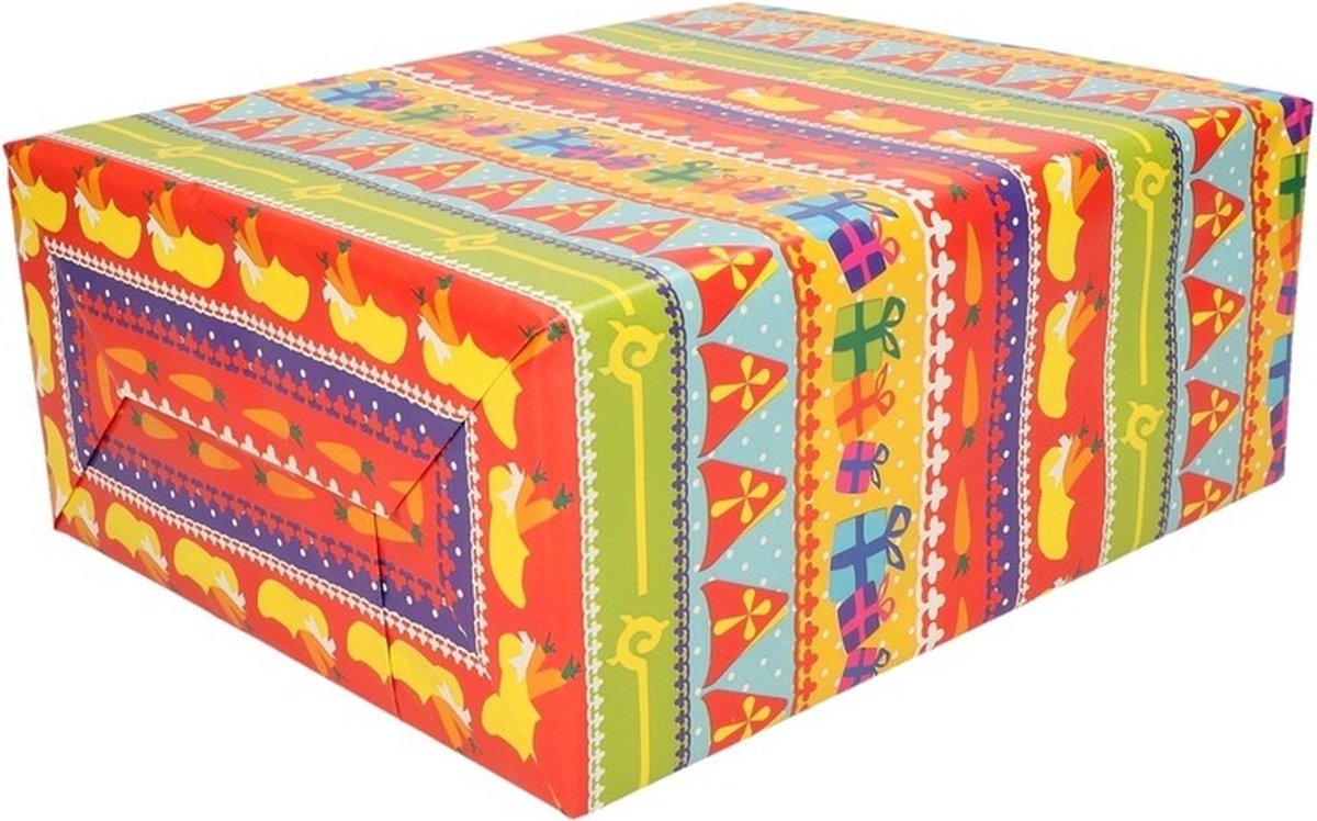 Bellatio Decorations Sinterklaasavond/pakjesavond Spel Dobbelsteen En 12x Cadeaupapier/inpakpapier Rollen - Dobbelspellen - Geel
