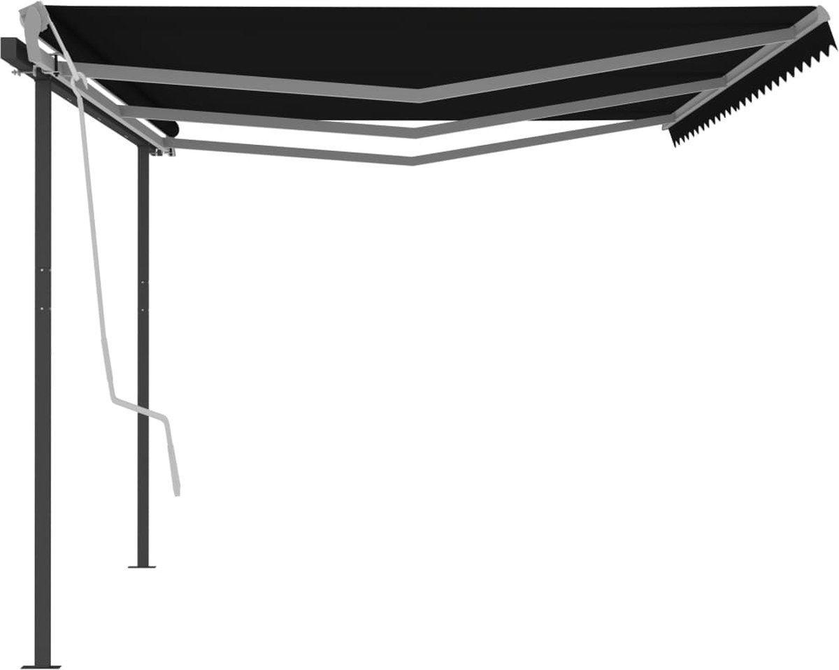 Vidaxl Luifel Handmatig Uittrekbaar Met Palen 6x3 M Antracietkleurig