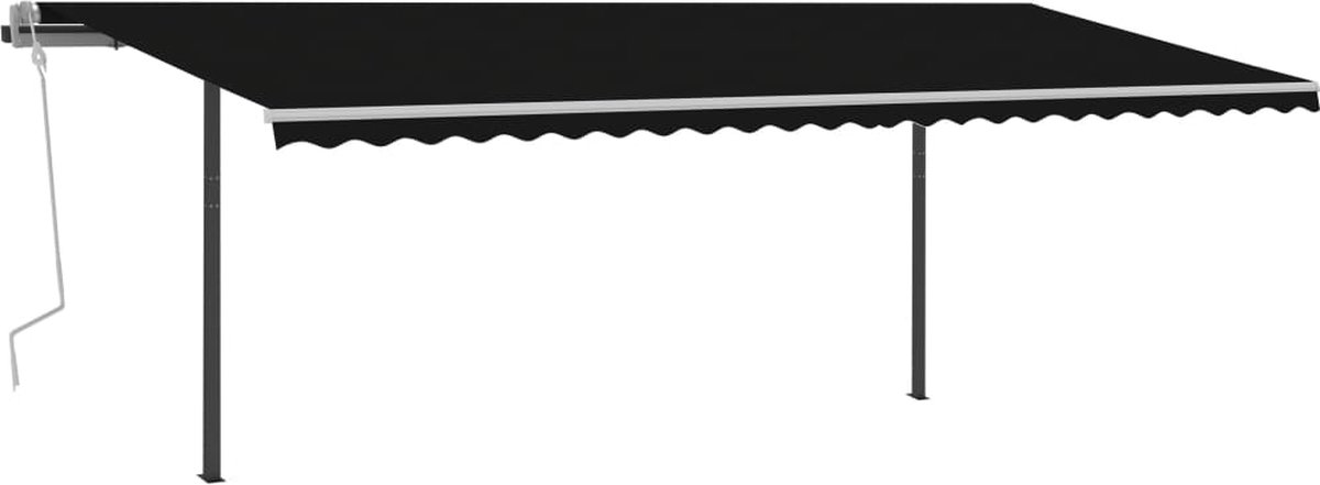 Vidaxl Luifel Handmatig Uittrekbaar Met Palen 6x3 M Antracietkleurig