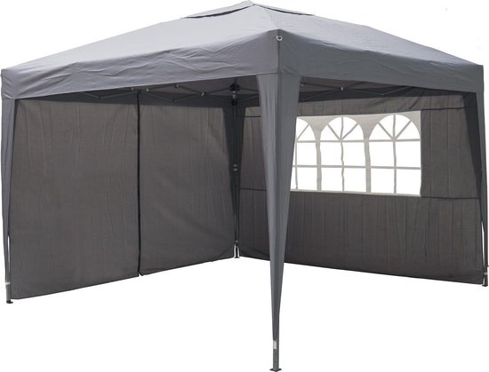 Garden Royal Partytent 3x3m Easy Up Met 2 Zijwanden - Grijs