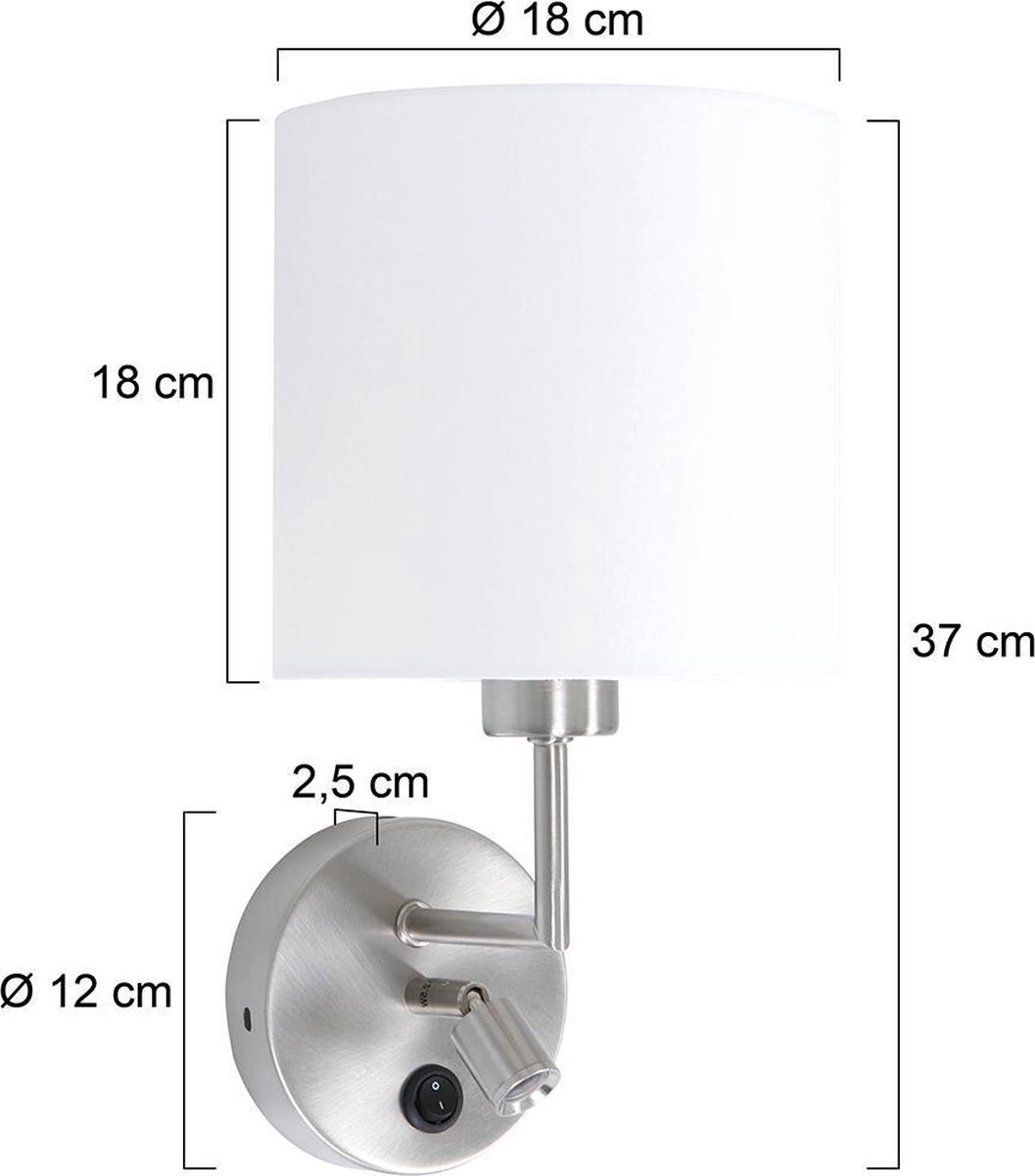 Mexlite Noor Wandlamp Geborsteld Staal - Silver