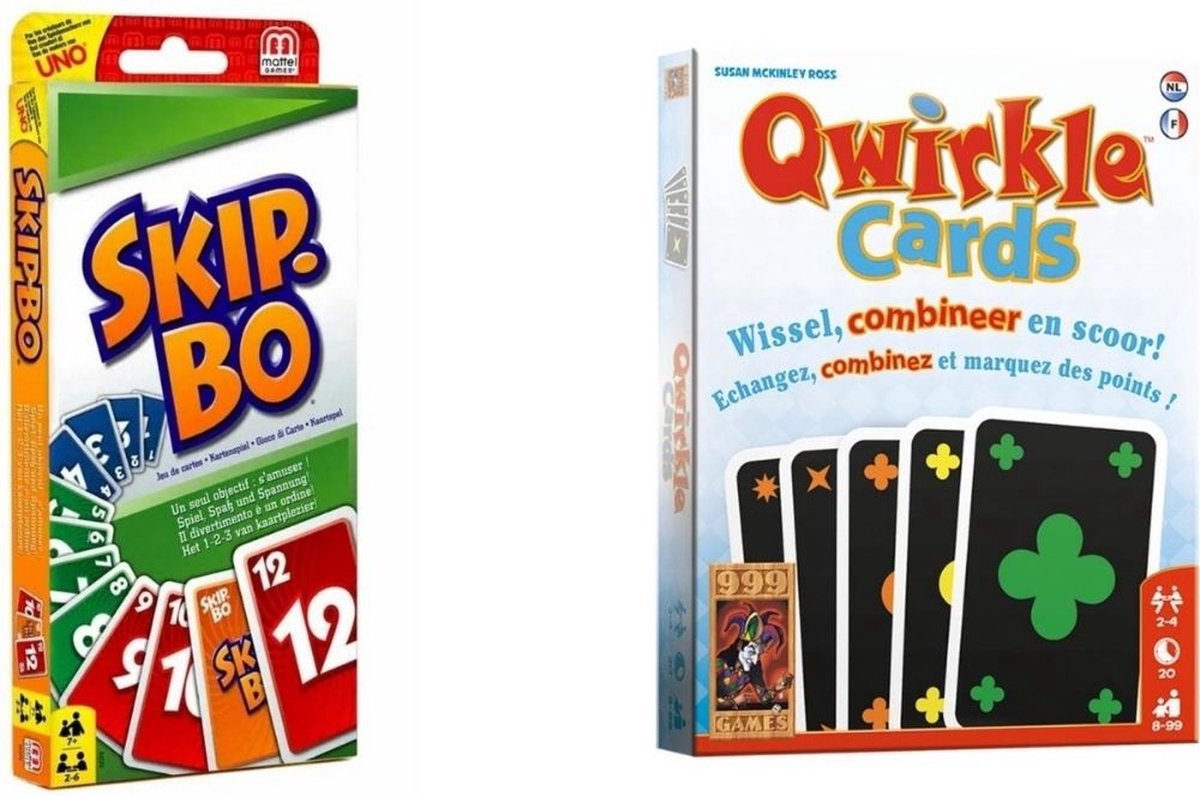 999Games Spellenbundel - Kaartspel - 2 Stuks - Skip-bo & Qwirkle