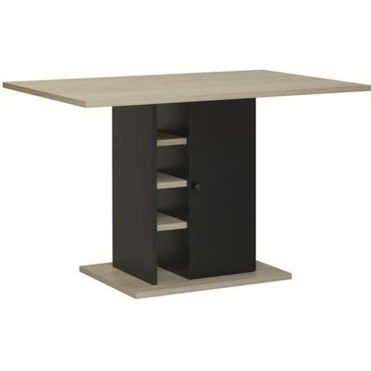 Cstore Rechthoekige Eettafel Met Opbergruimte 1 Deur - Eikenhout En Decor - L 120 X D 80 X H 75 Cm - Oxford - Zwart