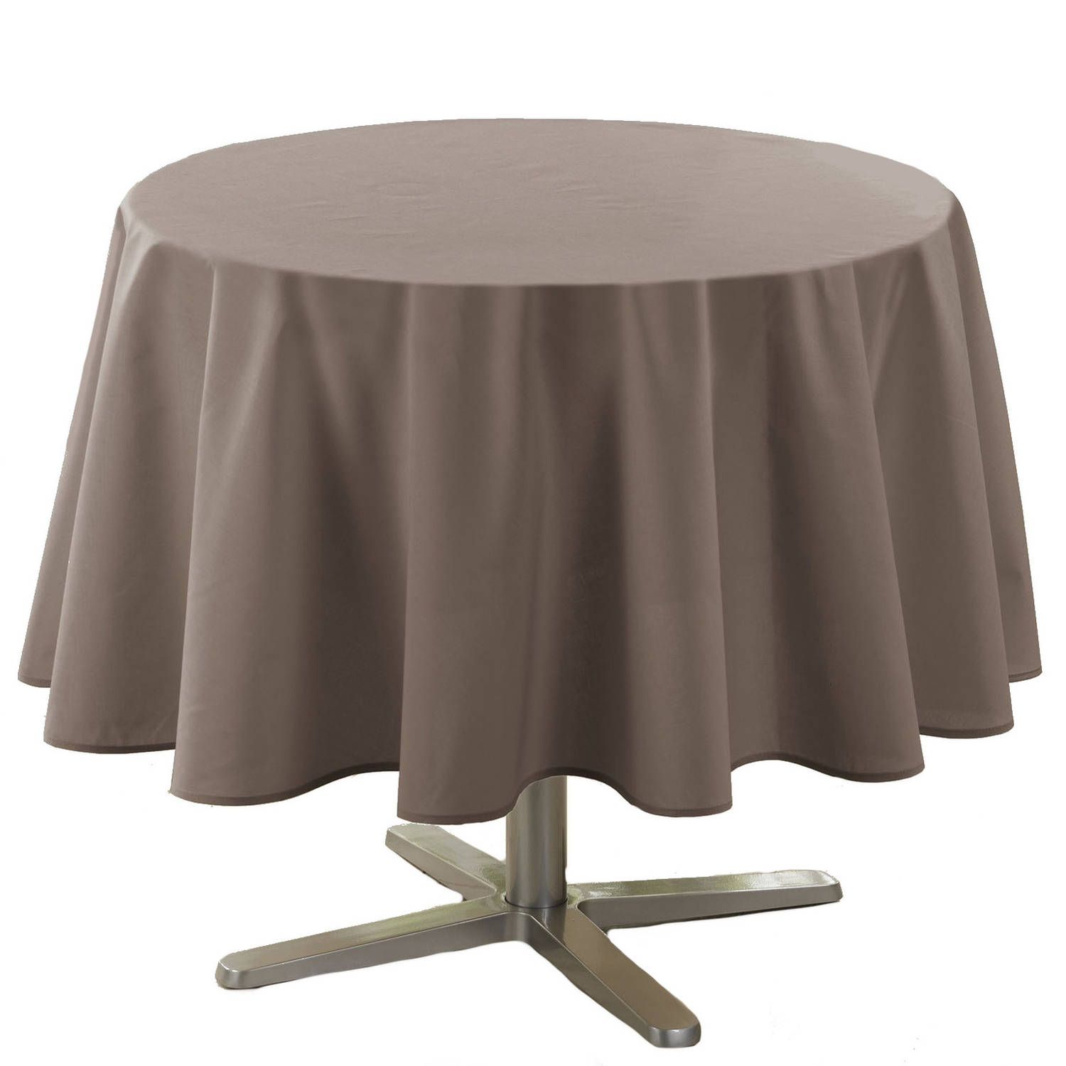 Taupe Tafelkleed Van Polyester Rond 180 Cm - Tafellakens