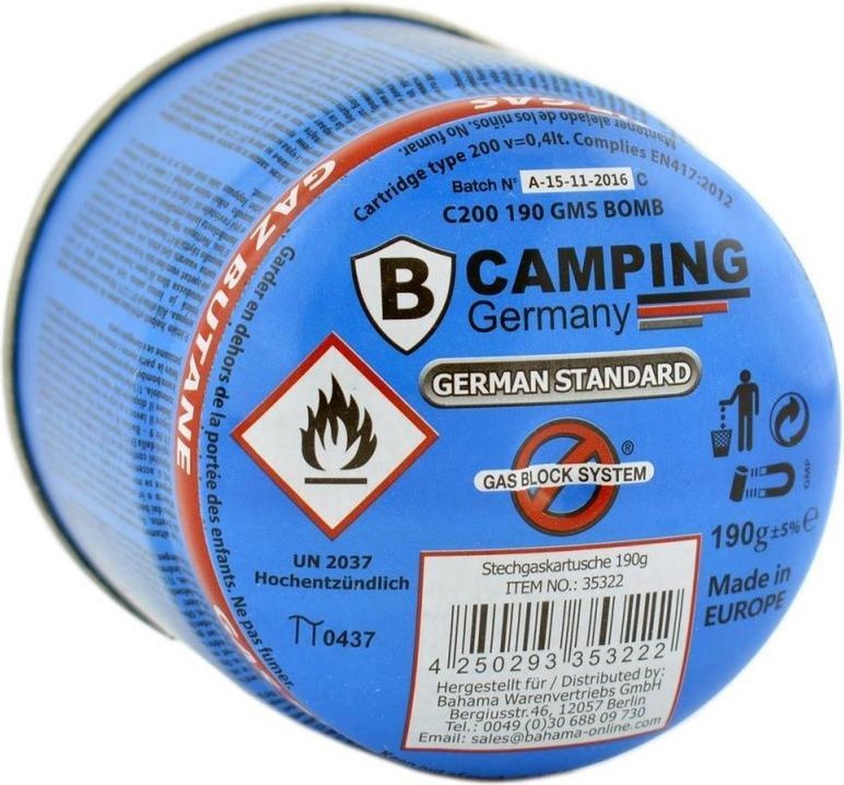 Camping Gasvulling - Blauw