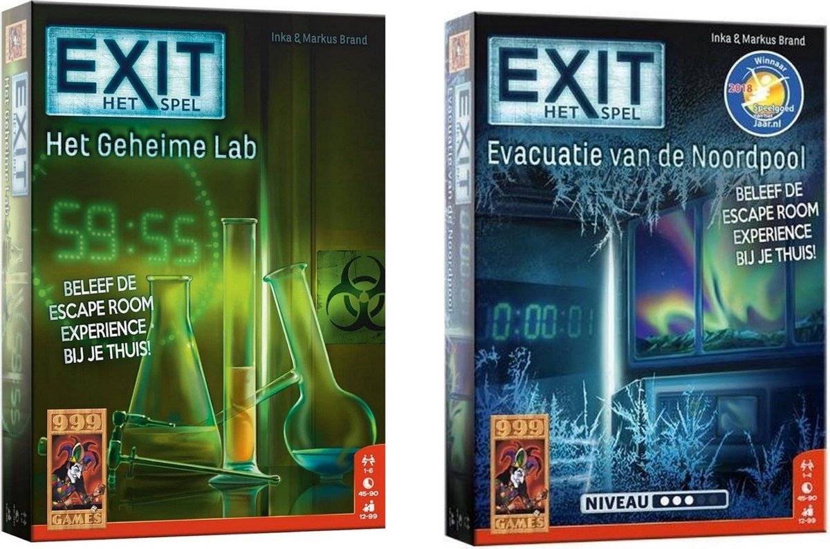 999Games Spellenbundel - 2 Stuks - Bordspel - Exit - Het Geheime Lab & Evacuatie Van De Noordpool