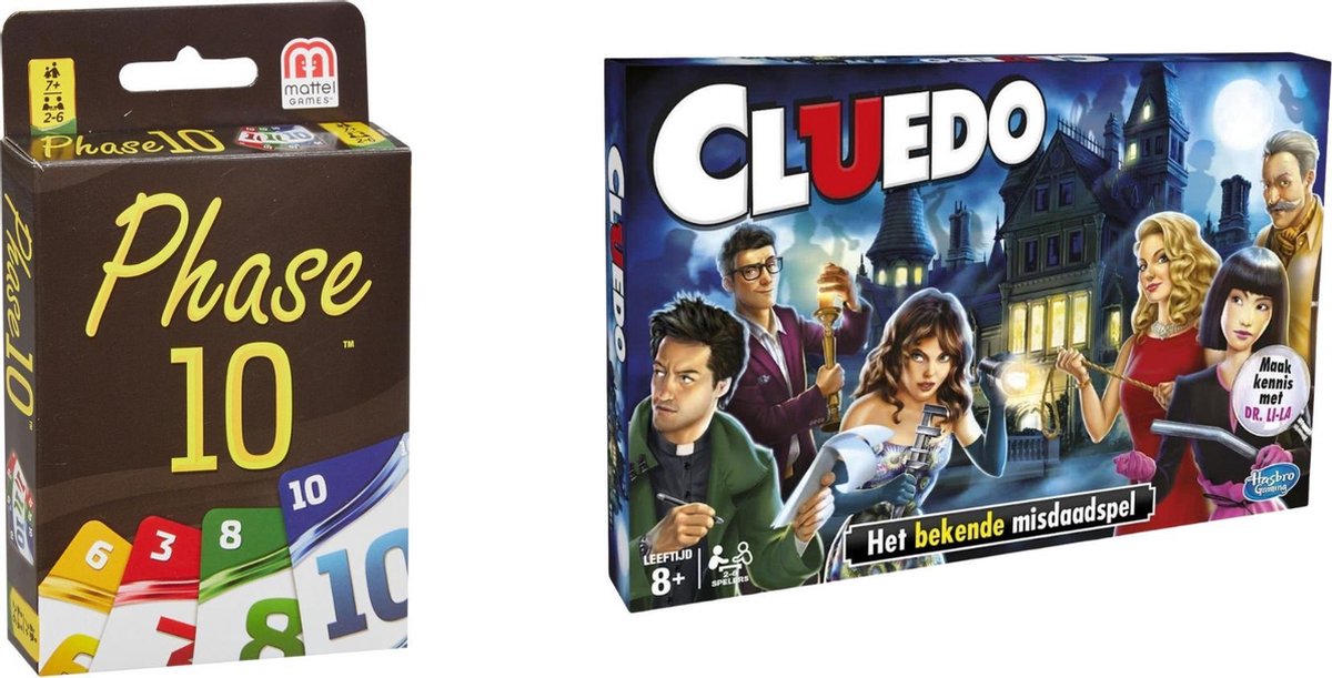 Hasbro Spellenbundel - Bordspellen - 2 Stuks - Phase 10 & Cluedo