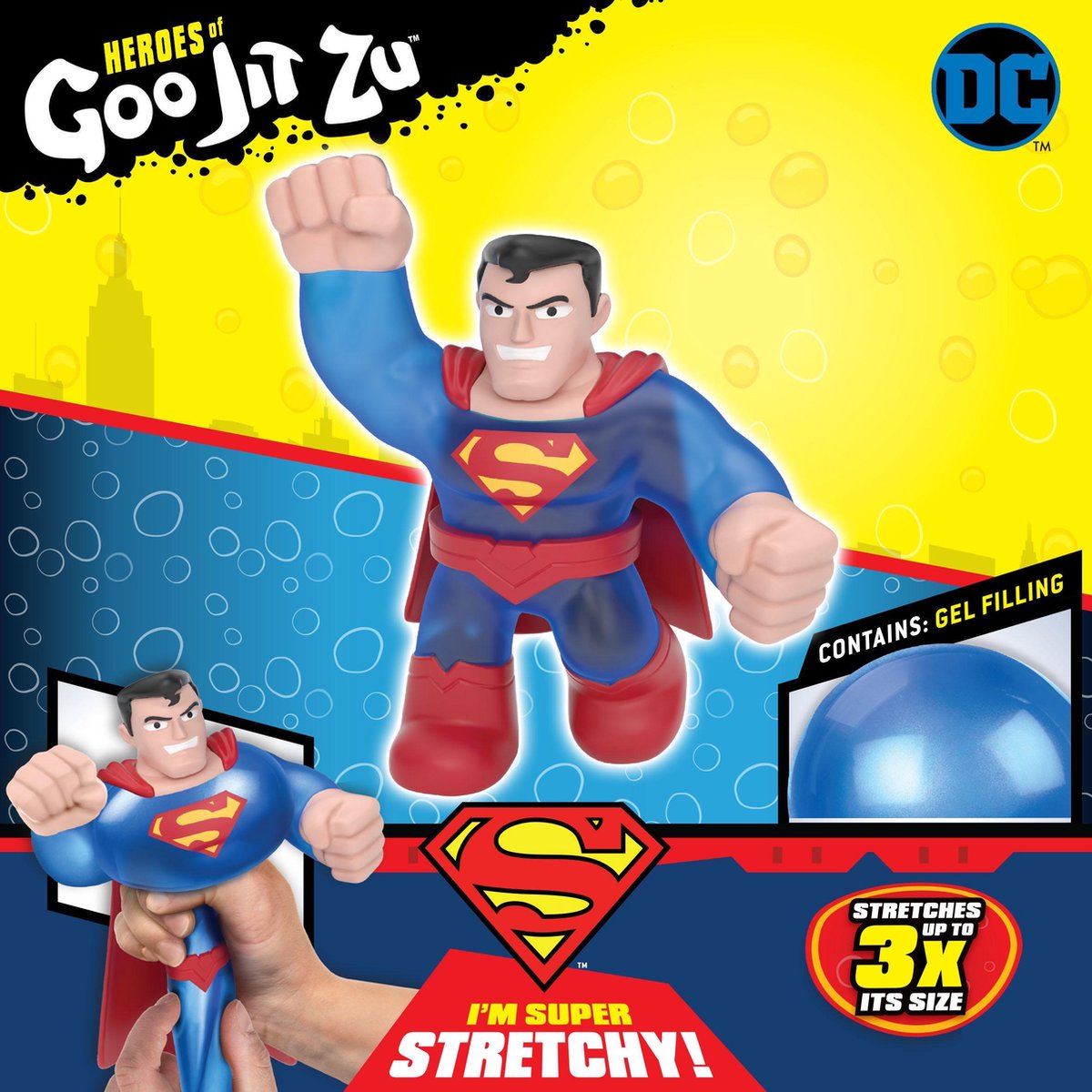 Goo Jit Zu stretchfiguur DC Superman 14,5 x 13,5 cm rubber blauw