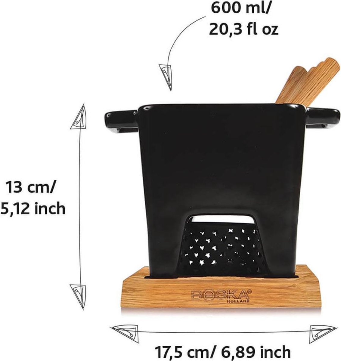 Boska Tapas Fondue Nero L - Fondueset 600 Ml - Zwart