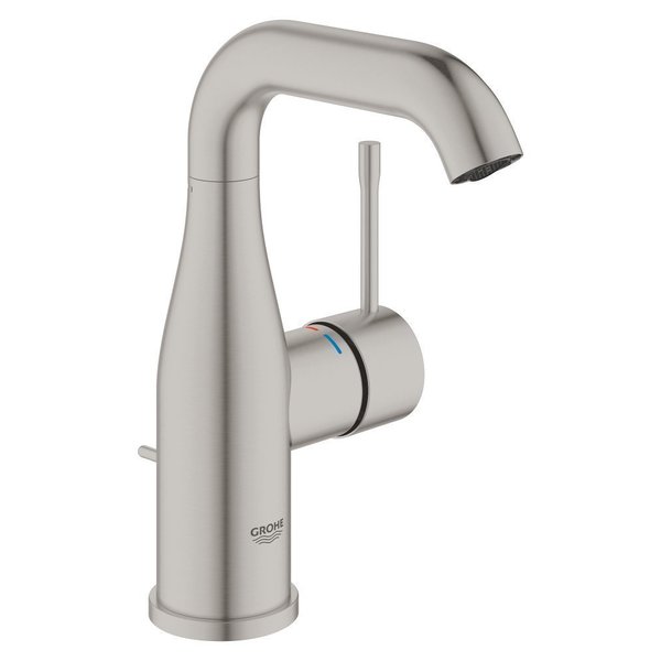 Grohe Essence 1-gats wastafelkraan M-size met hoge draaibare uitloop met waste Supersteel 24173DC1