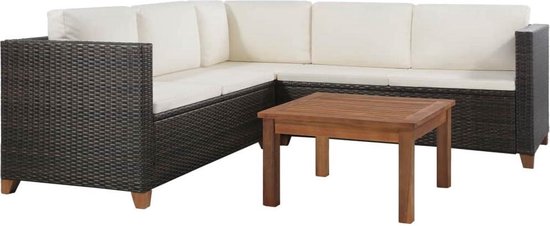 Vidaxl 4-delige Loungeset Met Kussens Poly Rattan - Marrón