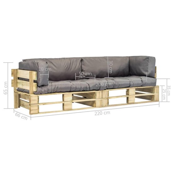 Vidaxl 2-delige Loungeset Pallet Met Grijze Kussens Grenenhout - Grijs