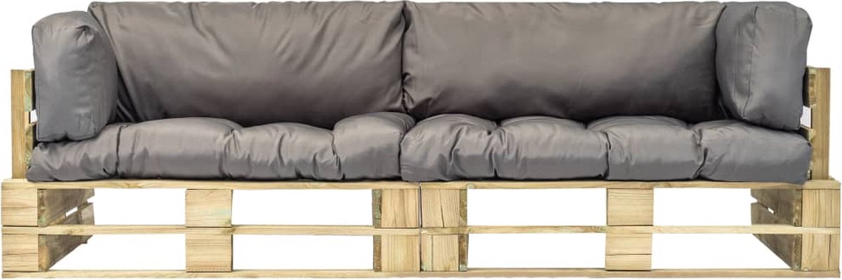 Vidaxl 2-delige Loungeset Pallet Met Grijze Kussens Grenenhout - Grijs