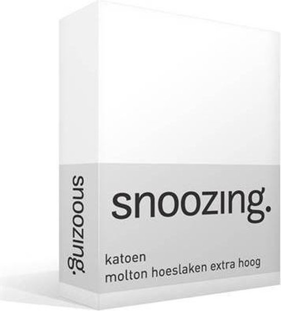 Snoozing Katoen Molton Hoeslaken Extra Hoog - 100% Katoen - Lits-jumeaux (160x200 Cm) - - Wit