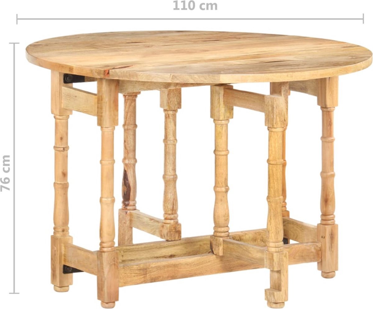 Vidaxl Eettafel Rond 110x76 Cm Massief Mangohout - Bruin