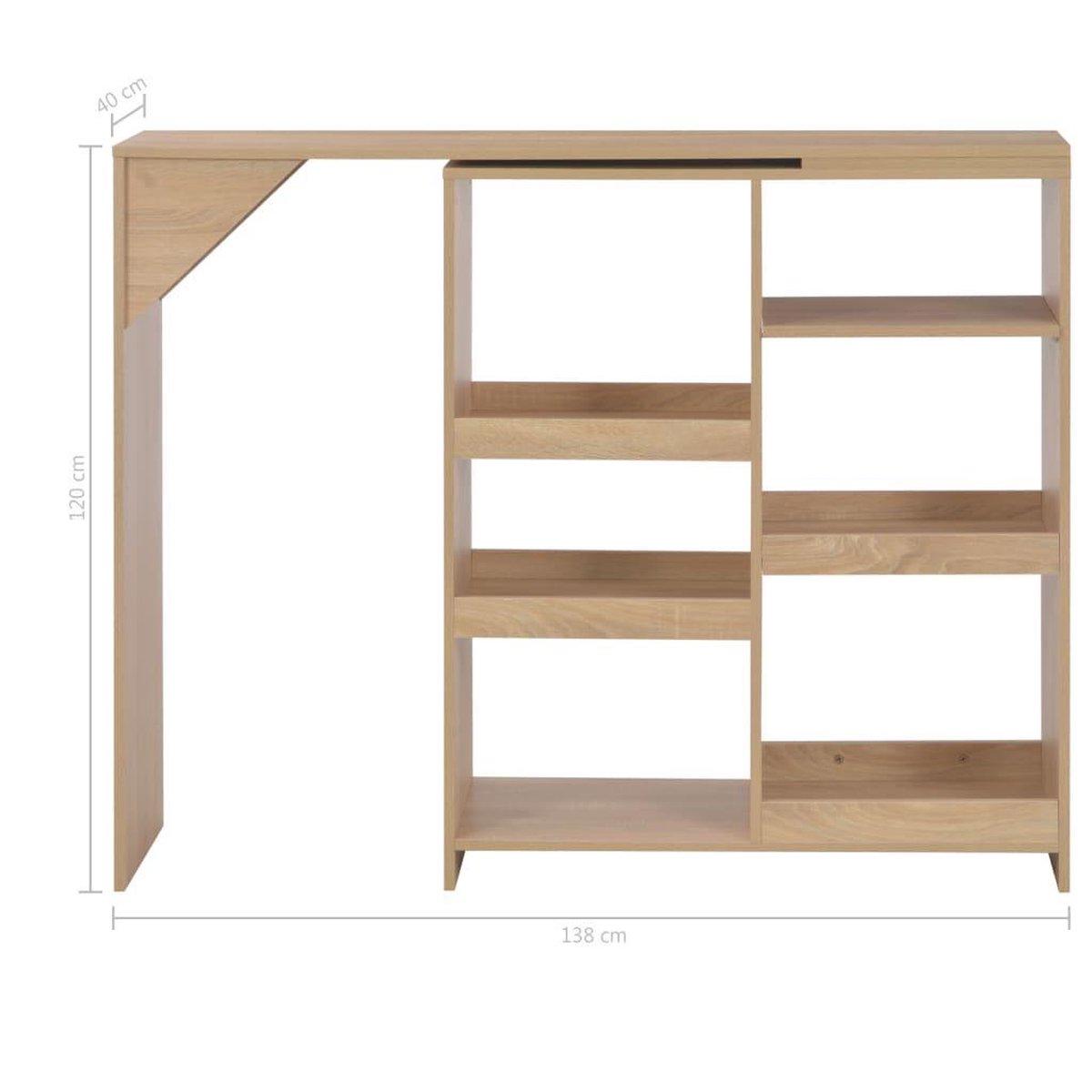 Vidaxl Bartafel Met Verplaatsbaar Schap 138x39x110 Cm Eikenkleurig - Bruin